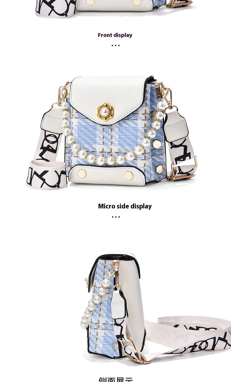 Fashion Women'S Crossbody Bag Girl'S Cute Princess Wallet Classic Shoulder Bag Summer Pearl Chain Phone Bag
